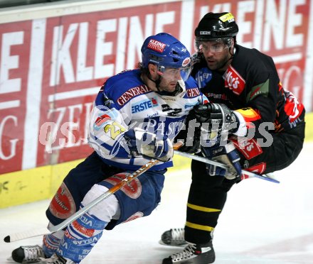 Eishockey Bundesliga. VSV gegen Vienna Capitals. Nikolas Petrik (VSV), Chad Allan  (Caps). Villach, am 9.3.2007.
Foto: Kuess
---
pressefotos, pressefotografie, kuess, qs, qspictures, sport, bild, bilder, bilddatenbank