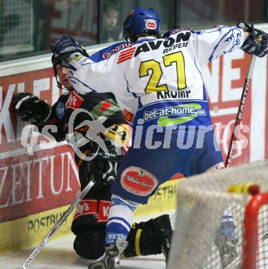 Eishockey Bundesliga. VSV gegen Vienna Capitals. Wolfgang Kromp (VSV), Darcy Werenka  (Caps). Villach, am 9.3.2007.
Foto: Kuess
---
pressefotos, pressefotografie, kuess, qs, qspictures, sport, bild, bilder, bilddatenbank