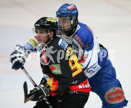 Eishockey Bundesliga. VSV gegen Vienna Capitals. Stefan Bacher (VSV), Stefan Wiedmaier (Caps). Villach, am 9.3.2007.
Foto: Kuess
---
pressefotos, pressefotografie, kuess, qs, qspictures, sport, bild, bilder, bilddatenbank