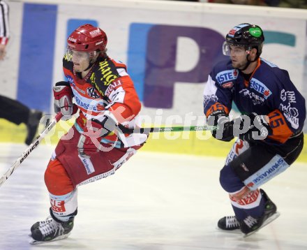 Eishockey Bundesliga. KAC gegen Graz 99ers. Harald Ofner (KAC), Daniel Schildorfer (Graz). Klagenfurt, am 14.1.2007.
Foto: Kuess
---
pressefotos, pressefotografie, kuess, qs, qspictures, sport, bild, bilder, bilddatenbank