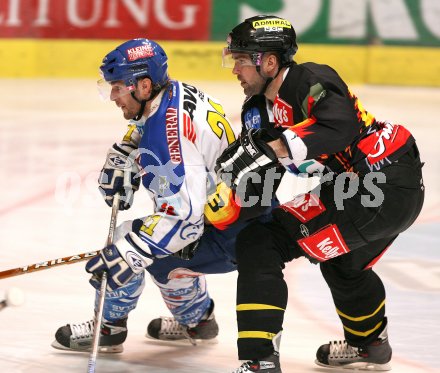 Eishockey Bundesliga. VSV gegen Vienna Capitals. Nikolas Petrik (VSV), Chad Allan  (Caps). Villach, am 9.3.2007.
Foto: Kuess
---
pressefotos, pressefotografie, kuess, qs, qspictures, sport, bild, bilder, bilddatenbank