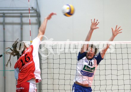 Volleyball. Cup Final Four. SK Posojilnica Aich/Dob gegen Hypo VBK Klagenfurt. Fr?hbauer Simon (HYPO), Aschmann Kurt (AICH). Klagenfurt, 25.2.2007
Foto: Kuess
---
pressefotos, pressefotografie, kuess, qs, qspictures, sport, bild, bilder, bilddatenbank