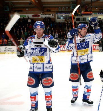 Eishockey Bundesliga. VSV gegen EHC Liwest Linz. Daniel Gauthier, Mike Stewart (VSV). Villach, am 15.3.2007.
Foto: Kuess
---
pressefotos, pressefotografie, kuess, qs, qspictures, sport, bild, bilder, bilddatenbank