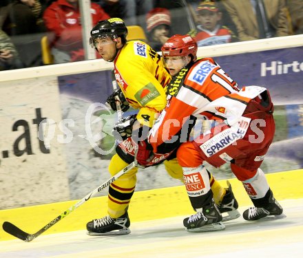 Eishockey Bundesliga. KAC gegen Vienna Capitals. Paul Schellander (KAC), Philippe Lakos (Caps). Klagenfurt, am 16.2.2007.
Foto: Kuess
---
pressefotos, pressefotografie, kuess, qs, qspictures, sport, bild, bilder, bilddatenbank