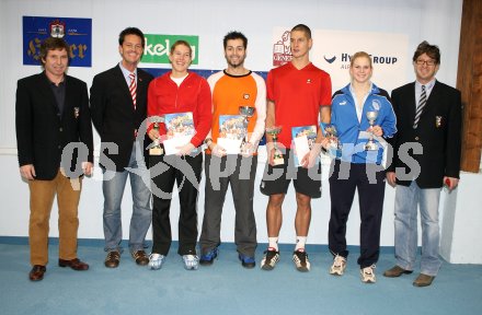 Tennis. K?rntner Hallenmeisterschaft. Gerald Hebein, Gernot Dreier, Birgit Ritschka,J?rgen G?ndera, Bertram Steinberger, Lisa Schoppitsch, Wolfgang Kaaden. Klagenfurt, am 4.1.2007.
Foto: Pewopixx/Kuess
---
pressefotos, pressefotografie, kuess, qs, qspictures, sport, bild, bilder, bilddatenbank