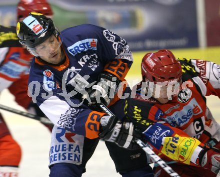 Eishockey Bundesliga. KAC gegen Graz 99ers. Jeremy Rebek (KAC), Robert Guillet (Graz). Klagenfurt, am 14.1.2007.
Foto: Kuess
---
pressefotos, pressefotografie, kuess, qs, qspictures, sport, bild, bilder, bilddatenbank