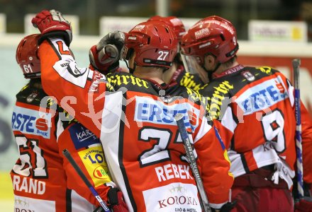 Eishockey Bundesliga. KAC gegen Vienna Capitals. Torjubel KAC. Klagenfurt, am 16.2.2007.
Foto: Kuess
---
pressefotos, pressefotografie, kuess, qs, qspictures, sport, bild, bilder, bilddatenbank