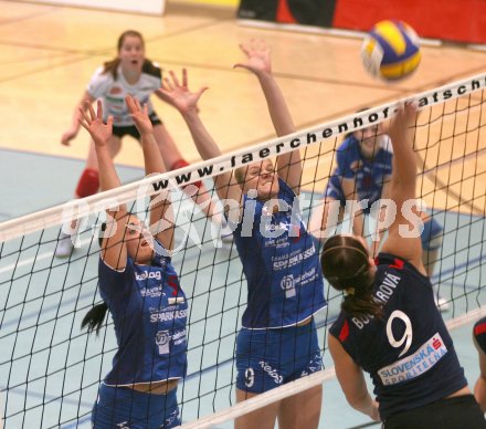 Volleyball MEVZA. ATSC Wildcats gegen Slavia Bratislava. Maja Pr?prost, Sigrid Sumper (Wildcats). Klagenfurt, am 4.11.2006.
Foto: Kuess
---
pressefotos, pressefotografie, kuess, qs, qspictures, sport, bild, bilder, bilddatenbank