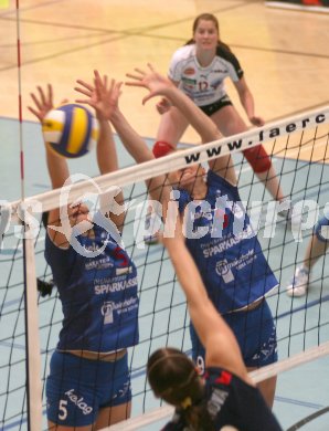 Volleyball MEVZA. ATSC Wildcats gegen Slavia Bratislava. Maja Pr?prost, Sigrid Sumper (Wildcats). Klagenfurt, am 4.11.2006.
Foto: Kuess
---
pressefotos, pressefotografie, kuess, qs, qspictures, sport, bild, bilder, bilddatenbank