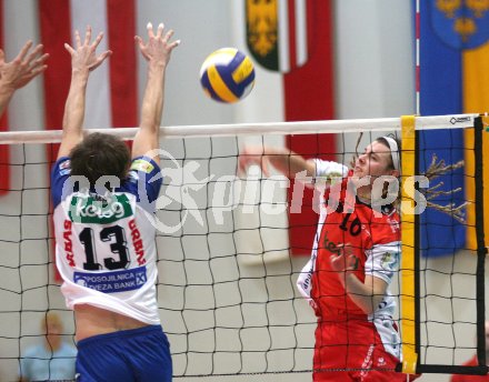 Volleyball. Cup Final Four. SK Posojilnica Aich/Dob gegen Hypo VBK Klagenfurt. Fr?hbauer Simon (HYPO), Aschmann Kurt (AICH). Klagenfurt, 25.2.2007
Foto: Kuess
---
pressefotos, pressefotografie, kuess, qs, qspictures, sport, bild, bilder, bilddatenbank