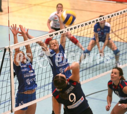 Volleyball MEVZA. ATSC Wildcats gegen Slavia Bratislava. Maja Pr?prost, Sigrid Sumper (Wildcats). Klagenfurt, am 4.11.2006.
Foto: Kuess
---
pressefotos, pressefotografie, kuess, qs, qspictures, sport, bild, bilder, bilddatenbank