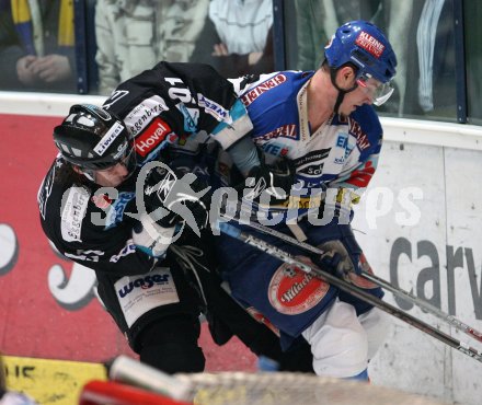 Eishockey Bundesliga. VSV gegen EHC Liwest Linz. Marc Brown (VSV), Viktor Ignatievs (Linz). Villach, am 15.3.2007.
Foto: Kuess
---
pressefotos, pressefotografie, kuess, qs, qspictures, sport, bild, bilder, bilddatenbank