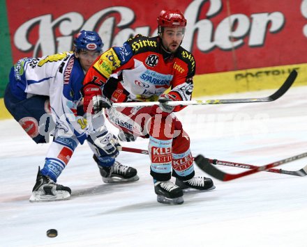 Eishockey Bundesliga. VSV gegen KAC. Jens Kraiger (KAC), Martin Oraze (VSV). Villach, am 11.3.2007.
Foto: Kuess
---
pressefotos, pressefotografie, kuess, qs, qspictures, sport, bild, bilder, bilddatenbank