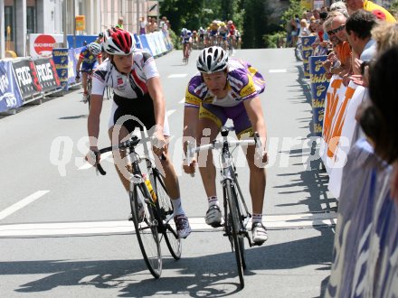 Radfahren. 20. Int. Grand Prix Suedkaernten. Zieleinlauf. Sebastian Lettner (ASVOE MTB Wagrain), Marco Haller (1., RLM ASVOE OEAMTC Kostels Radshop). Voelkermarkt, am 3.6.2007.
Foto: Kuess
---
pressefotos, pressefotografie, kuess, qs, qspictures, sport, bild, bilder, bilddatenbank