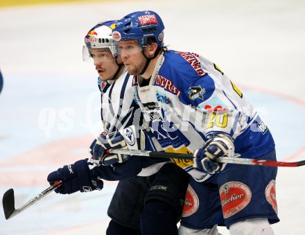 Eishockey Bundesliga. VSV gegen Red Bull Salzburg. Mickey Elick (VSV), Juha Lind (Salzburg) . Villach, am 3.4.2007.
Foto: Kuess
---
pressefotos, pressefotografie, kuess, qs, qspictures, sport, bild, bilder, bilddatenbank