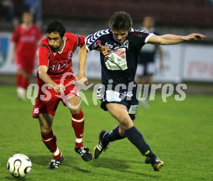 Fussball Regionalliga. Feldkirchen gegen Perg. Alexander Zaiser (Feldkirchen), Murat Kaba (Perg). Feldkirchen, am 20.4.2007.
Foto: Kuess 
---
pressefotos, pressefotografie, kuess, qs, qspictures, sport, bild, bilder, bilddatenbank