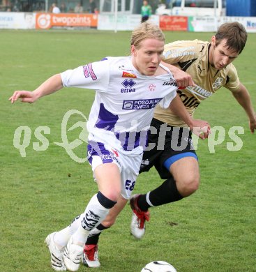 Fussball Regionalliga. SAK gegen SV Grieskirchen. Alexander Lessnigg (SAK), Patrick Hamader (Grieskirchen). Klagenfurt, am 5.5.2007.
Foto: Kuess
---
pressefotos, pressefotografie, kuess, qs, qspictures, sport, bild, bilder, bilddatenbank