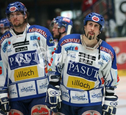 Eishockey Bundesliga. VSV gegen Red Bull Salzburg. Villach entt?uscht, Nikolaus Petrik, Dany Bousquet . Villach, am 3.4.2007.
Foto: Kuess
---
pressefotos, pressefotografie, kuess, qs, qspictures, sport, bild, bilder, bilddatenbank