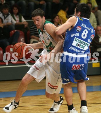 Basketball Bundesliga. W?rhersee Piraten gegen Gmunden. Srdan Helbich (Piraten), Florian Sch?ninger (Gmunden). Klagenfurt, am 7.4.2007.
Foto: Kuess
---
pressefotos, pressefotografie, kuess, qs, qspictures, sport, bild, bilder, bilddatenbank