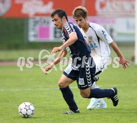 Fussball Regionalliga. Spittal gegen Feldkirchen. Florian Sixt (Spittal), Auron Miloti (Feldkirchen). Spittal, am 5.6.2007.
Foto: Kuess
---
pressefotos, pressefotografie, kuess, qs, qspictures, sport, bild, bilder, bilddatenbank