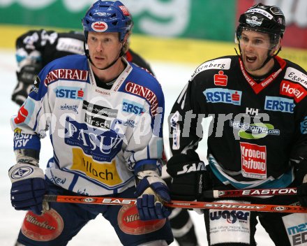 Eishockey Bundesliga. VSV gegen Liwest Black Wings Linz. Mike Stewart (VSV), Gregor Baumgartner (Linz). Villach, am 20.3.2007.
Foto: Kuess
---
pressefotos, pressefotografie, kuess, qs, qspictures, sport, bild, bilder, bilddatenbank