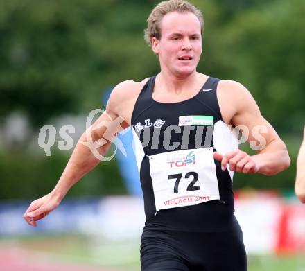 Leichtathletik. Top 4 Meeting in Villach. 100 Meter Herren. Rene Katholnig (Oesterreich). Villach, am 16.6.2007.
Foto: Kuess
---
pressefotos, pressefotografie, kuess, qs, qspictures, sport, bild, bilder, bilddatenbank