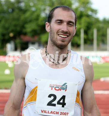 Leichtathletik. Top 4 Meeting in Villach. 100 Meter Herren. Jan Zumer (Slowenien). Villach, am 16.6.2007.
Foto: Kuess
---
pressefotos, pressefotografie, kuess, qs, qspictures, sport, bild, bilder, bilddatenbank