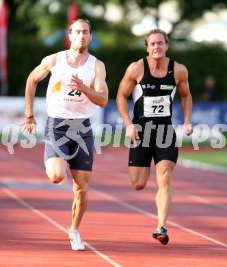 Leichtathletik. Top 4 Meeting in Villach. 100 m Herren. Zumer Jan und Katholnig Rene. Villach, am 16.6.2007.
Foto: Kuess
---
pressefotos, pressefotografie, kuess, qs, qspictures, sport, bild, bilder, bilddatenbank