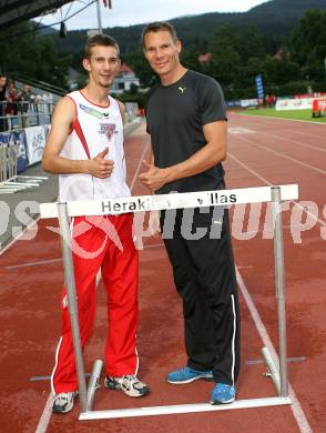 Leichtathletik. Top 4 Meeting in Villach. 110 Meter Hürden. Harald Modl, Elmar Lichtenegger (Oesterreich). Villach, am 16.6.2007.
Foto: Kuess
---
pressefotos, pressefotografie, kuess, qs, qspictures, sport, bild, bilder, bilddatenbank