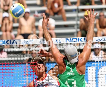 Beachvolleyball. Grand Slam. Daniel Hupfer (Oesterreich). Klagenfurt, am 1.8.2007.
Foto: Kuess 
---
pressefotos, pressefotografie, kuess, qs, qspictures, sport, bild, bilder, bilddatenbank