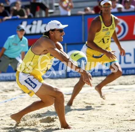 Beachvolleyball. Grand Slam. Rego Emanuel, Costa Santos Ricardo (BRA). Klagenfurt, am 2.8.2007.
Foto: Kuess
---
pressefotos, pressefotografie, kuess, qs, qspictures, sport, bild, bilder, bilddatenbank