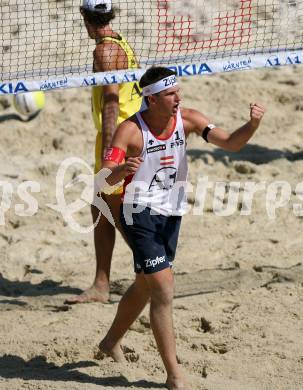 Beachvolleyball. Grand Slam.  Rego Emanuel (BRA), Huber Alexander (Oesterreich). Klagenfurt, am 2.8.2007.
Foto: Kuess
---
pressefotos, pressefotografie, kuess, qs, qspictures, sport, bild, bilder, bilddatenbank