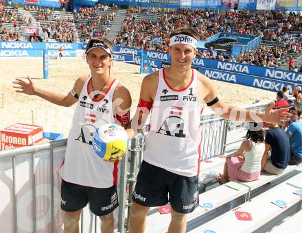 Beachvolleyball. Grand Slam. Felix Blaeuel, Huber Alexander (Oesterreich). Klagenfurt, am 2.8.2007.
Foto: Kuess
---
pressefotos, pressefotografie, kuess, qs, qspictures, sport, bild, bilder, bilddatenbank