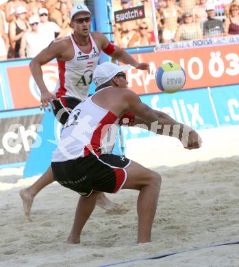 Beachvolleyball. Grand Slam. Florian Gosch, Alexander Horst (Oersterreich). Klagenfurt, am 1.8.2007.
Foto: Kuess 
---
pressefotos, pressefotografie, kuess, qs, qspictures, sport, bild, bilder, bilddatenbank