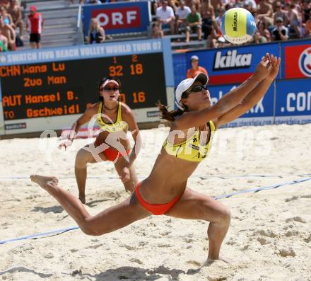 Beachvolleyball. Grand Slam. Wang L Lu, Zuo Man (China). Klagenfurt, am 2.8.2007.
Foto: Kuess
---
pressefotos, pressefotografie, kuess, qs, qspictures, sport, bild, bilder, bilddatenbank