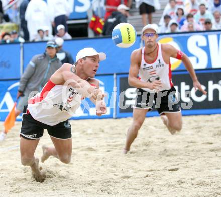 Beachvolleyball. Grand Slam. Gosch Florian, Horst Alexander(Oesterreich). Klagenfurt, am 3.8.2007.
Foto: Kuess
---
pressefotos, pressefotografie, kuess, qs, qspictures, sport, bild, bilder, bilddatenbank