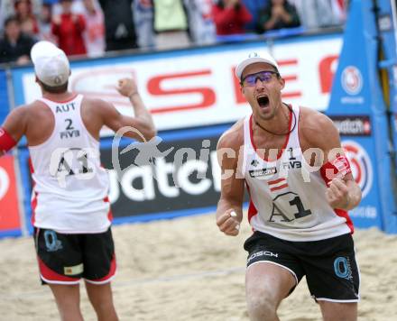 Beachvolleyball. Grand Slam.  Florian Gosch, Alexander Horst (Oesterreich). Klagenfurt, am 3.8.2007.
Foto: Kuess
---
pressefotos, pressefotografie, kuess, qs, qspictures, sport, bild, bilder, bilddatenbank