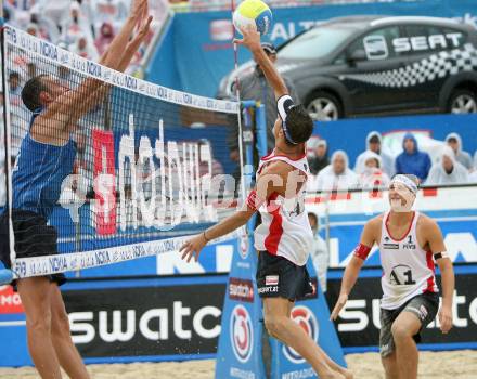 Beachvolleyball. Grand Slam. Blaeuel Felix, Huber Alexander (Oesterreich). Klagenfurt, am 3.8.2007.
Foto: Kuess 
---
pressefotos, pressefotografie, kuess, qs, qspictures, sport, bild, bilder, bilddatenbank