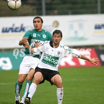 Fussball Bundesliga. Austria Kaernten gegen Mattersburg. Roland Kollmann (Kaernten), Goce Sedloski (Mattersburg). Klagenfurt, am 11.8.2007.
Foto: Kuess
---
pressefotos, pressefotografie, kuess, qs, qspictures, sport, bild, bilder, bilddatenbank