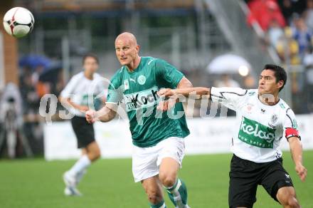 Fussball Bundesliga. Austria Kaernten gegen Mattersburg. Carlos Chaile (Kaernten), Carsten Jancker (Mattersburg). Klagenfurt, am 11.8.2007.
Foto: Kuess
---
pressefotos, pressefotografie, kuess, qs, qspictures, sport, bild, bilder, bilddatenbank