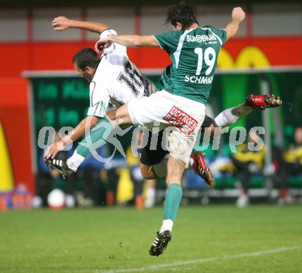 Fussball Bundesliga. Austria Kaernten gegen Mattersburg. Zlatko Junuzovic  (Kaernten), Markus Schmidt  (Mattersburg). Klagenfurt, am 11.8.2007.
Foto: Kuess
---
pressefotos, pressefotografie, kuess, qs, qspictures, sport, bild, bilder, bilddatenbank