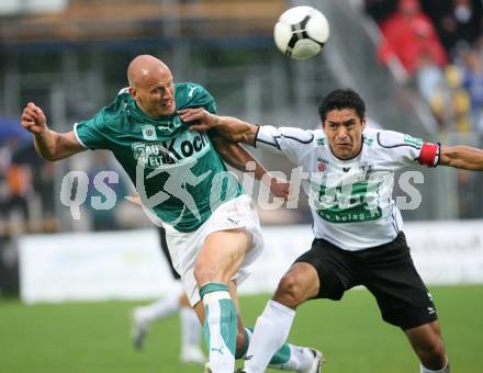 Fussball Bundesliga. Austria Kaernten gegen Mattersburg. Carlos Chaile (Kaernten), Carsten Jancker (Mattersburg). Klagenfurt, am 11.8.2007.
Foto: Kuess
---
pressefotos, pressefotografie, kuess, qs, qspictures, sport, bild, bilder, bilddatenbank