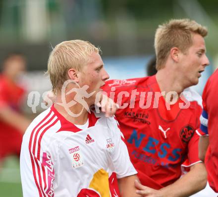 Fussball. Regionalliga. SV Spittal gegen Red Bull Juniors Salzburg.  Johannes Isopp (Spittal), David Witteveen (Salzburg). Spittal, am 14.8.2007.
Foto: Kuess
---
pressefotos, pressefotografie, kuess, qs, qspictures, sport, bild, bilder, bilddatenbank