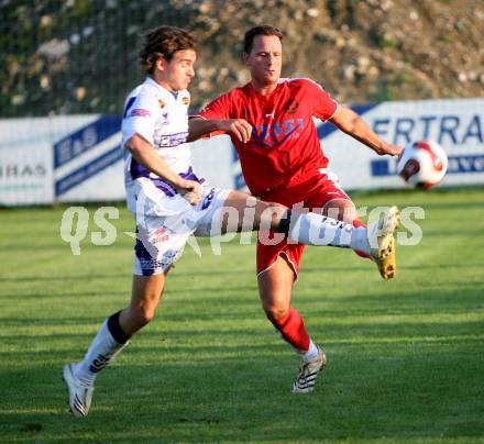 Fussball Regionalliga. SAK gegen Spittal. Christian Hutter (SAK), Christian Moser (Spittal). Klagenfurt, am 25.8.2007.
Foto: Kuess 
---
pressefotos, pressefotografie, kuess, qs, qspictures, sport, bild, bilder, bilddatenbank