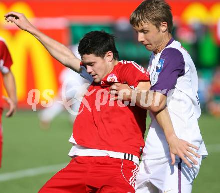 Fussball. Red Zac. FC Kaernten gegen FK Austria Magna Amateure. Stephan Buergler (FCK), Philipp Netzer (Austria Amateure). Klagenfurt, am 25.8.2007.
Foto: Kuess
---
pressefotos, pressefotografie, kuess, qs, qspictures, sport, bild, bilder, bilddatenbank