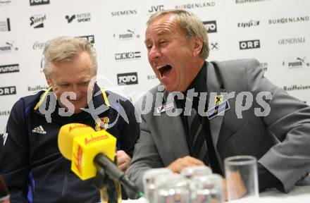 Fussball. Laenderspiel Oesterreich gegen Japan. Pressekonferenz. Trainer Josef Hickersberger (Oesterreich), Trainer Ivica Osim (Japan).  Klagenfurt, am 7.9.2007.
Foto: Kuess
---
pressefotos, pressefotografie, kuess, qs, qspictures, sport, bild, bilder, bilddatenbank