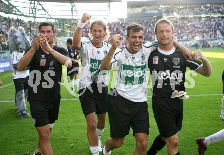 Fussball Bundesliga. SK Austria Kelag Kaernten gegen FK Austria Magna. Jubel Austria Kaernten. Roland Kollmann, Lukas Moessner, Alexander Hauser, Andreas Schranz. Klagenfurt, am 15.9.2007.
Foto: Kuess
---
pressefotos, pressefotografie, kuess, qs, qspictures, sport, bild, bilder, bilddatenbank