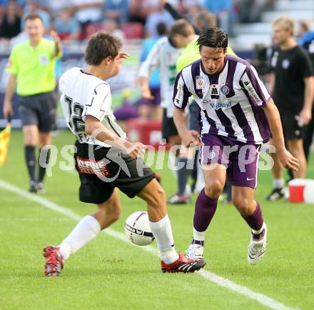 Fussball Bundesliga. SK Austria Kelag Kaernten gegen FK Austria Magna. Wolfgang Bubenik (Austria Kaernten), Milenko Acimovic (Austria Magna). Klagenfurt, am 15.9.2007.
Foto: Kuess
---
pressefotos, pressefotografie, kuess, qs, qspictures, sport, bild, bilder, bilddatenbank