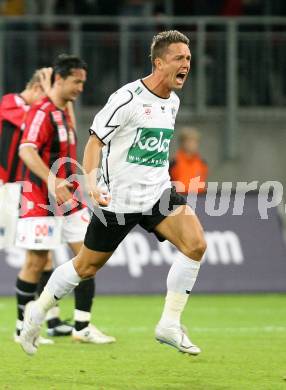 Fussball Bundesliga. SK Austria Kaernten gegen LASK Linz. Torjubel Peter Kabat (Kaernten). Hypo Group Arena. Klagenfurt, am 22.9.2007.
Foto: Kuess 
---
pressefotos, pressefotografie, kuess, qs, qspictures, sport, bild, bilder, bilddatenbank