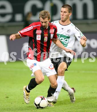 Fussball Bundesliga. SK Austria Kaernten gegen LASK Linz. Sandro Zakany (Kaernten), Florian Klein (LASK). Hypo Group Arena. Klagenfurt, am 22.9.2007.
Foto: Kuess 
---
pressefotos, pressefotografie, kuess, qs, qspictures, sport, bild, bilder, bilddatenbank